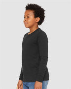 BELLA + CANVAS 3501YCVC - Youth Heather CVC Long Sleeve Tee - Black Heather