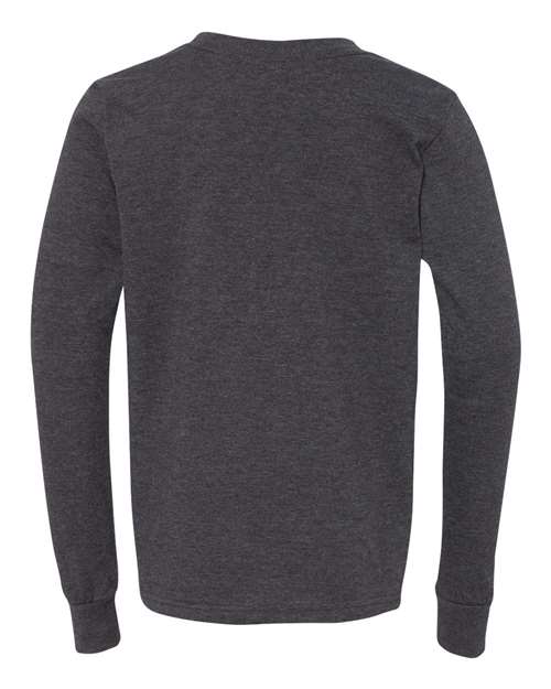 BELLA + CANVAS 3501YCVC - Youth Heather CVC Long Sleeve Tee - Dark Grey Heather