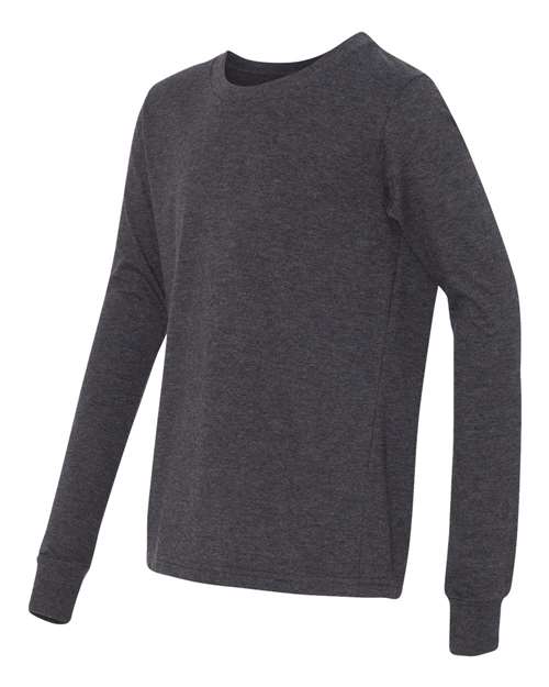 BELLA + CANVAS 3501YCVC - Youth Heather CVC Long Sleeve Tee - Dark Grey Heather