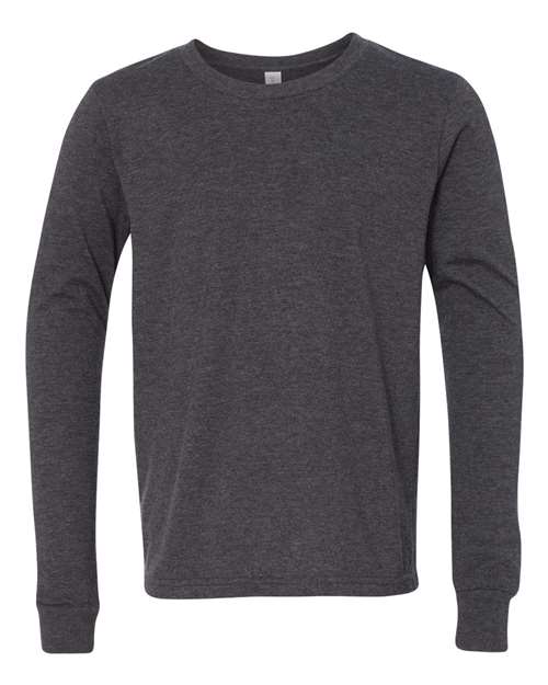 BELLA + CANVAS 3501YCVC - Youth Heather CVC Long Sleeve Tee - Dark Grey Heather