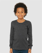 BELLA + CANVAS 3501YCVC - Youth Heather CVC Long Sleeve Tee - Dark Grey Heather