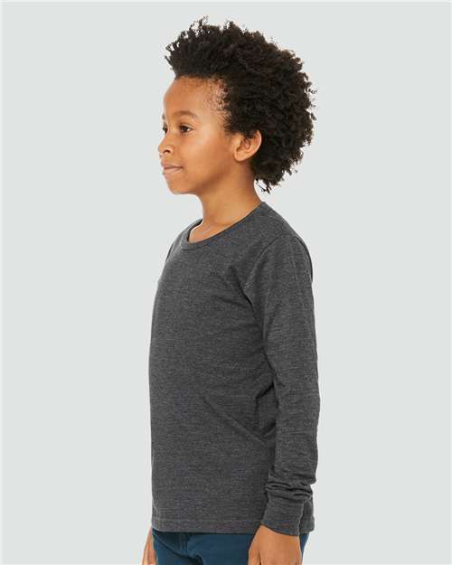 BELLA + CANVAS 3501YCVC - Youth Heather CVC Long Sleeve Tee - Dark Grey Heather