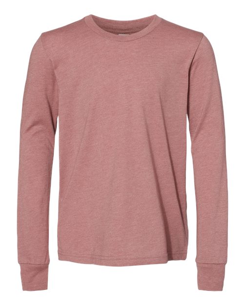 BELLA + CANVAS 3501YCVC - Youth Heather CVC Long Sleeve Tee - Heather Mauve
