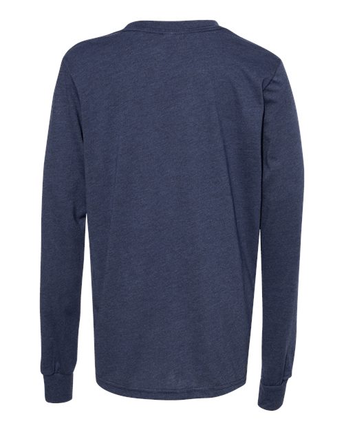 BELLA + CANVAS 3501YCVC - Youth Heather CVC Long Sleeve Tee - Heather Navy