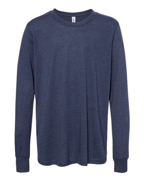 BELLA + CANVAS 3501YCVC - Youth Heather CVC Long Sleeve Tee - Heather Navy