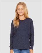 BELLA + CANVAS 3501YCVC - Youth Heather CVC Long Sleeve Tee - Heather Navy