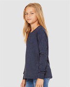 BELLA + CANVAS 3501YCVC - Youth Heather CVC Long Sleeve Tee - Heather Navy