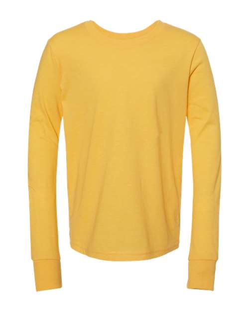 BELLA + CANVAS 3501YCVC - Youth Heather CVC Long Sleeve Tee - Heather Yellow Gold