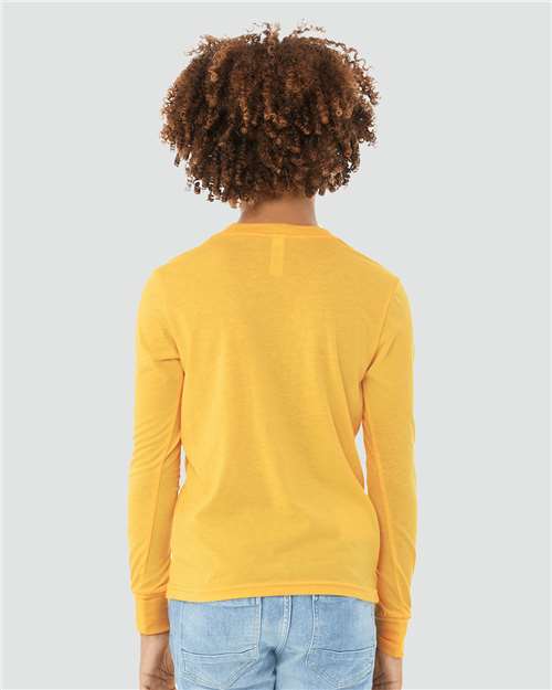 BELLA + CANVAS 3501YCVC - Youth Heather CVC Long Sleeve Tee - Heather Yellow Gold