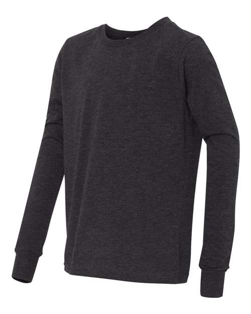 BELLA + CANVAS 3513Y - Youth Triblend Long Sleeve Tee - Charcoal Black Triblend