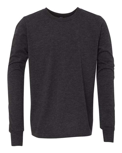 BELLA + CANVAS 3513Y - Youth Triblend Long Sleeve Tee - Charcoal Black Triblend