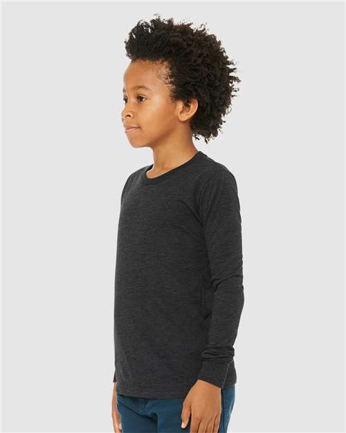 BELLA + CANVAS 3513Y - Youth Triblend Long Sleeve Tee - Charcoal Black Triblend