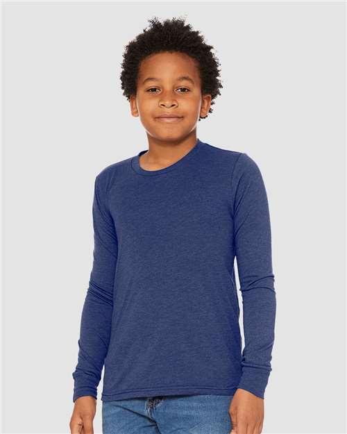 BELLA + CANVAS 3513Y - Youth Triblend Long Sleeve Tee - Navy Triblend