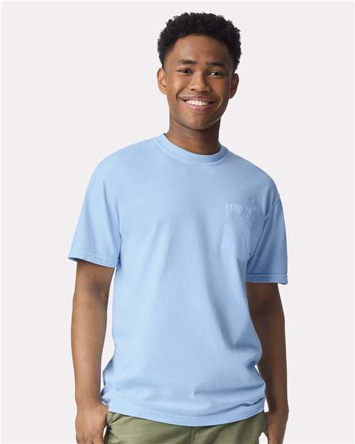 Comfort Colors 6030 - Unisex Garment-Dyed Heavyweight Pocket T-Shirt - Hydrangea