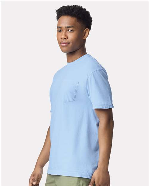 Comfort Colors 6030 - Unisex Garment-Dyed Heavyweight Pocket T-Shirt - Hydrangea