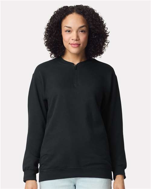 Gildan SF008 - Unisex Softstyle Midweight 1/4 Zip Sweatshirt - Black