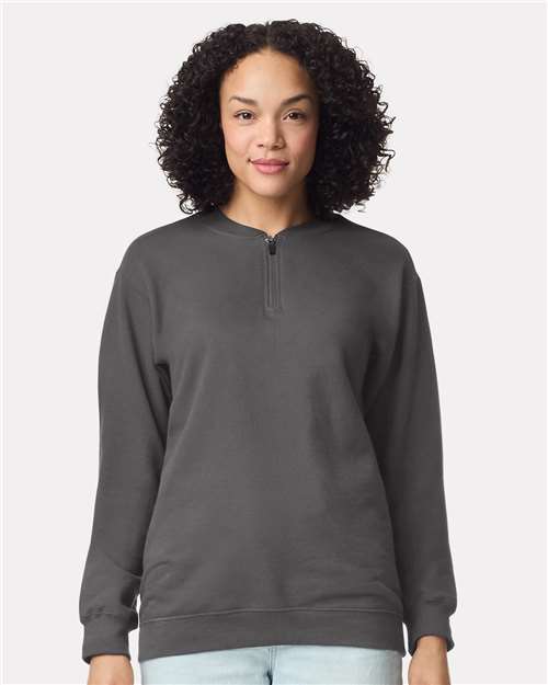 Gildan SF008 - Unisex Softstyle Midweight 1/4 Zip Sweatshirt - Charcoal