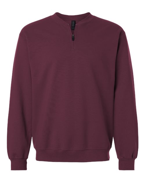 Gildan SF008 - Unisex Softstyle Midweight 1/4 Zip Sweatshirt - Maroon