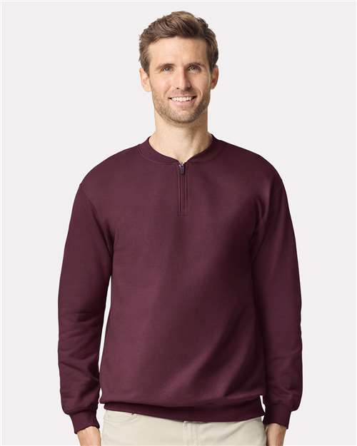 Gildan SF008 - Unisex Softstyle Midweight 1/4 Zip Sweatshirt - Maroon
