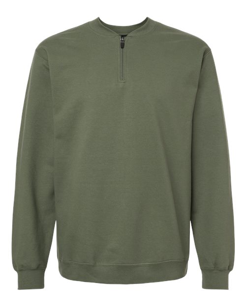 Gildan SF008 - Unisex Softstyle Midweight 1/4 Zip Sweatshirt - Military Green