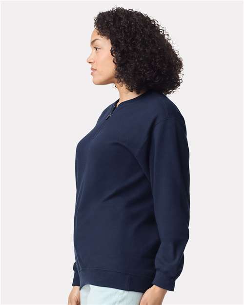 Gildan SF008 - Unisex Softstyle Midweight 1/4 Zip Sweatshirt - Navy
