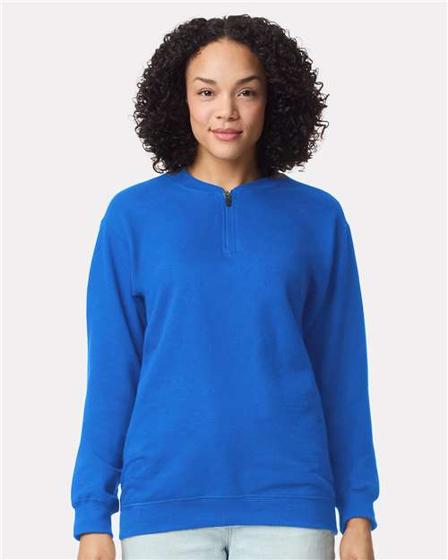 Gildan SF008 - Unisex Softstyle Midweight 1/4 Zip Sweatshirt - Royal