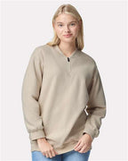 Gildan SF008 - Unisex Softstyle Midweight 1/4 Zip Sweatshirt - Sand