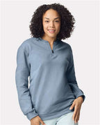 Gildan SF008 - Unisex Softstyle Midweight 1/4 Zip Sweatshirt - Stone Blue