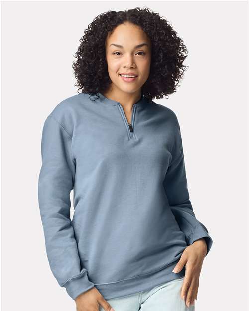 Gildan SF008 - Unisex Softstyle Midweight 1/4 Zip Sweatshirt - Stone Blue