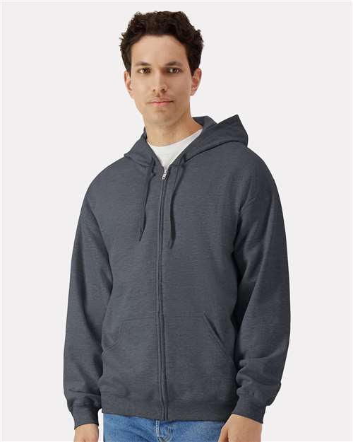 Gildan SF600 - Unisex Softstyle Full-Zip Hooded Sweatshirt - Dark Heather