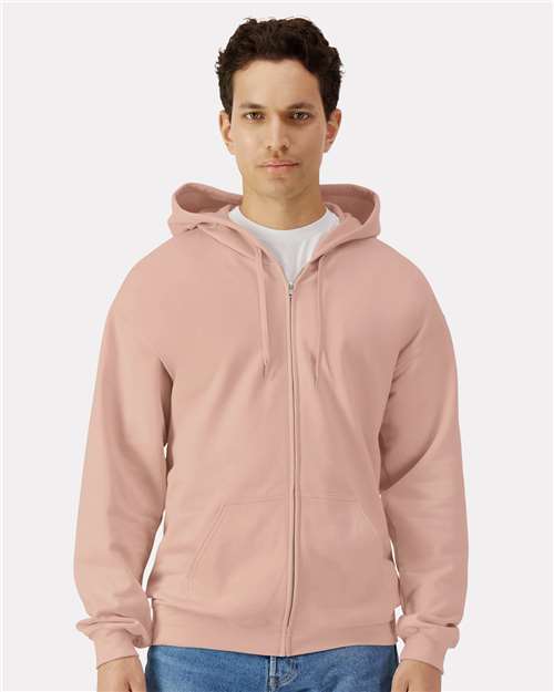 Gildan SF600 - Unisex Softstyle Full-Zip Hooded Sweatshirt - Dusty Rose