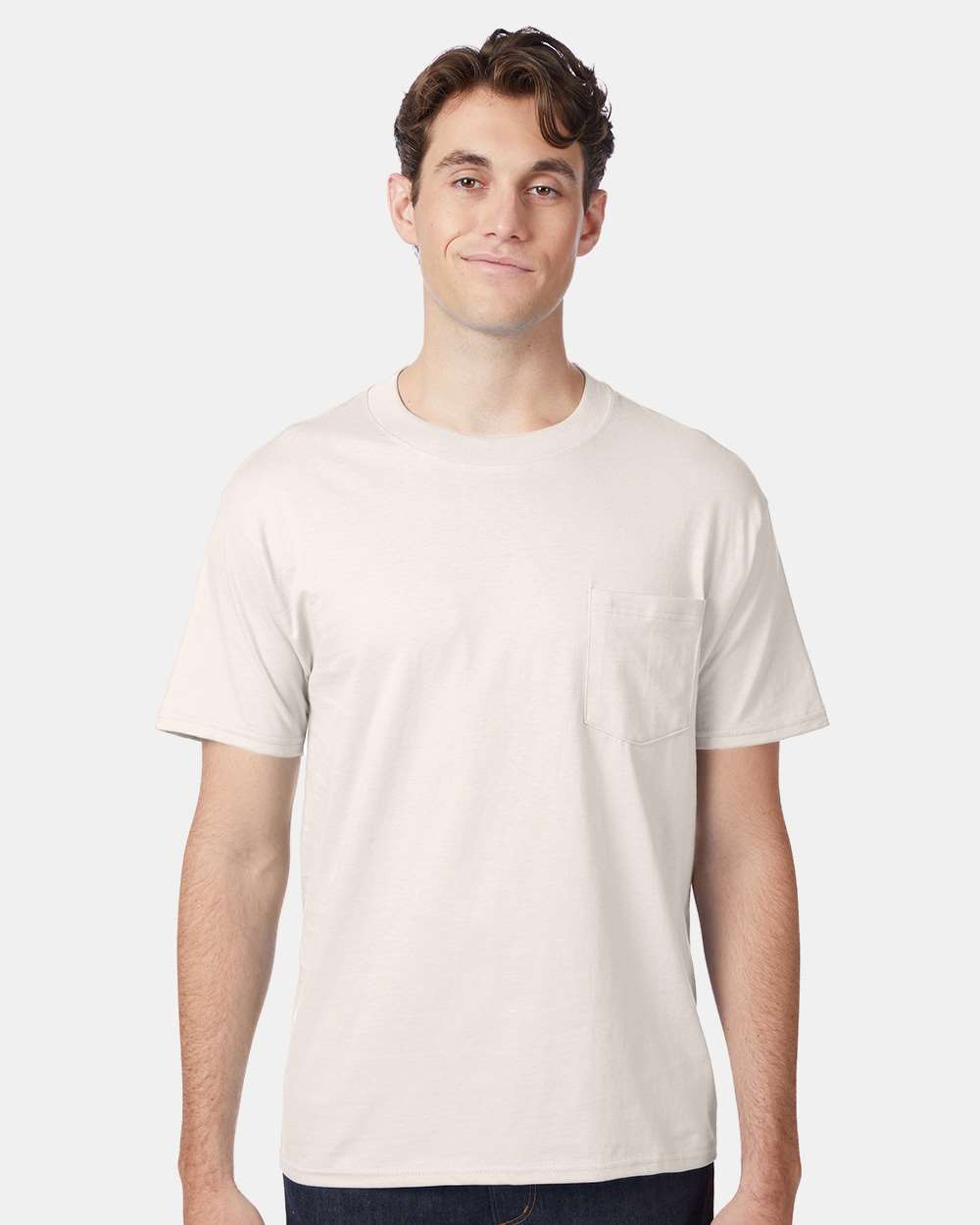 Hanes 5190 - Men's Beefy-T® Pocket T-Shirt — Natural