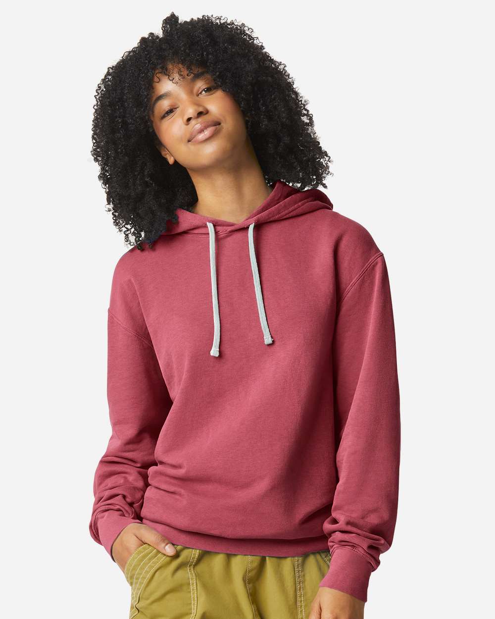 Comfort Colors 1467 — Unisex Garment-Dyed Lightweight Hooded Sweatshirt — Crimson