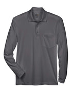CORE365 88192P — Men's Pinnacle Performance Long Sleeve Piqué Polo with Pocket — Carbon (flat)