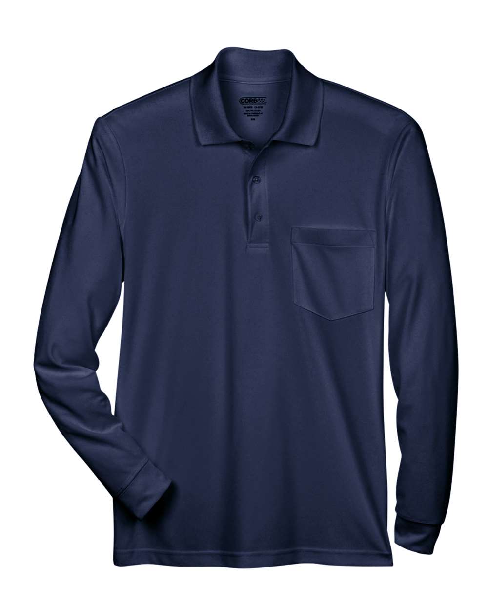 CORE365 88192P — Men's Pinnacle Performance Long Sleeve Piqué Polo with Pocket — Classic Navy (flat)