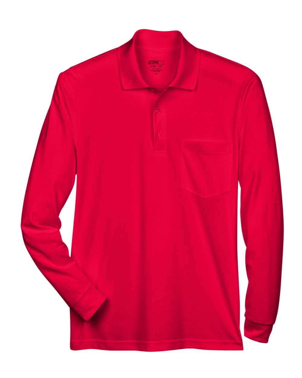 CORE365 88192P — Men's Pinnacle Performance Long Sleeve Piqué Polo with Pocket — Classic Red (flat)