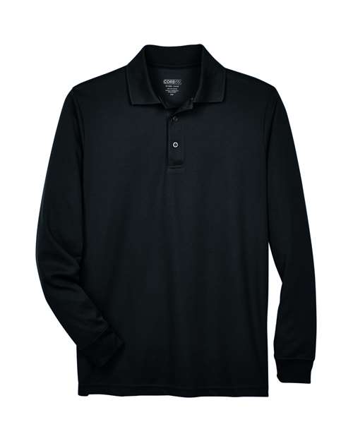 CORE365 88192 - Men's Pinnacle Performance Long Sleeve Pique Polo - Black