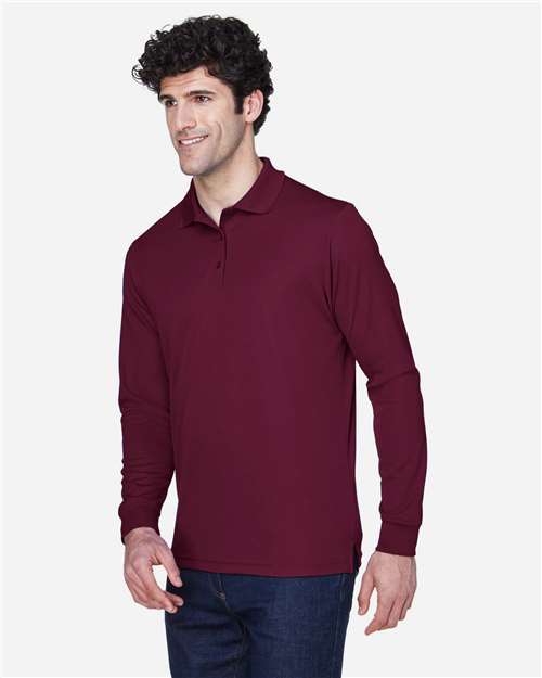 CORE365 88192 - Men's Pinnacle Performance Long Sleeve Pique Polo - Burgundy