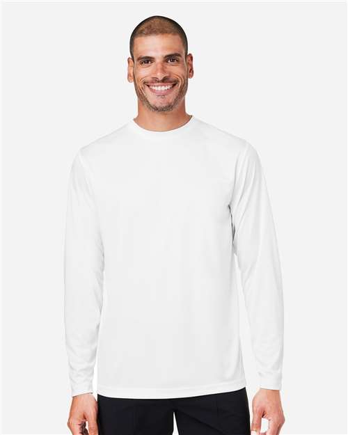 CORE365 CE10L - Unisex Capital Long Sleeve Performance T-Shirt - White