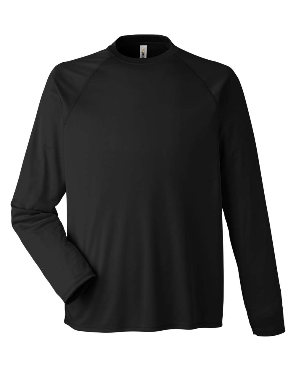 CORE365 CE110 — Unisex Ultra UVP™ Marina Raglan Long Sleeve T-Shirt — Black (flat)