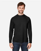 CORE365 CE110 — Unisex Ultra UVP™ Marina Raglan Long Sleeve T-Shirt — Black