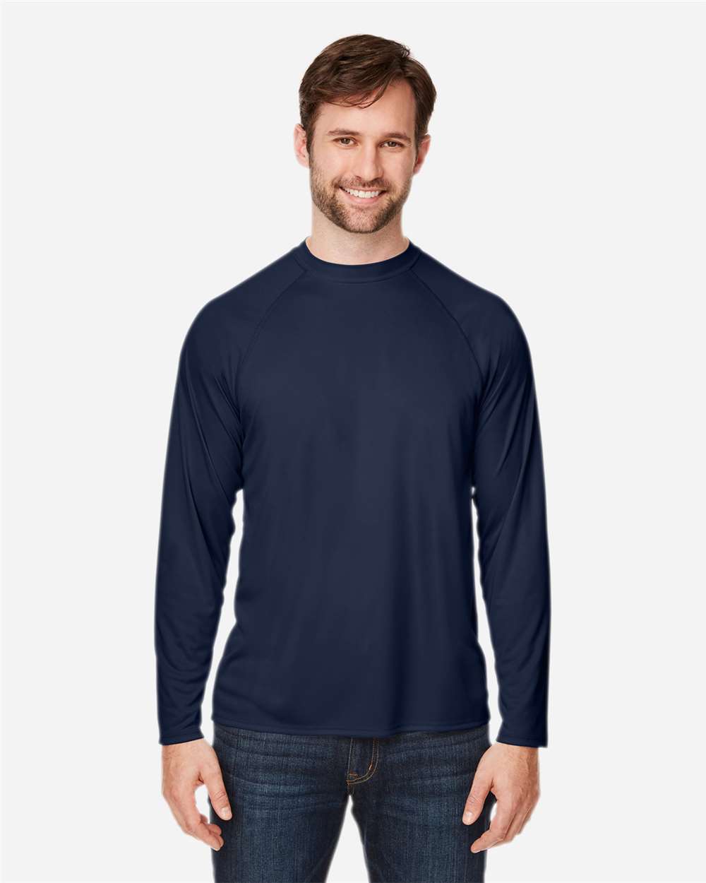 CORE365 CE110 — Unisex Ultra UVP™ Marina Raglan Long Sleeve T-Shirt — Classic Navy