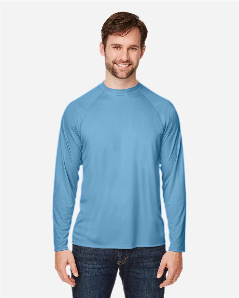 CORE365 CE110 — Unisex Ultra UVP™ Marina Raglan Long Sleeve T-Shirt — Columbia Blue