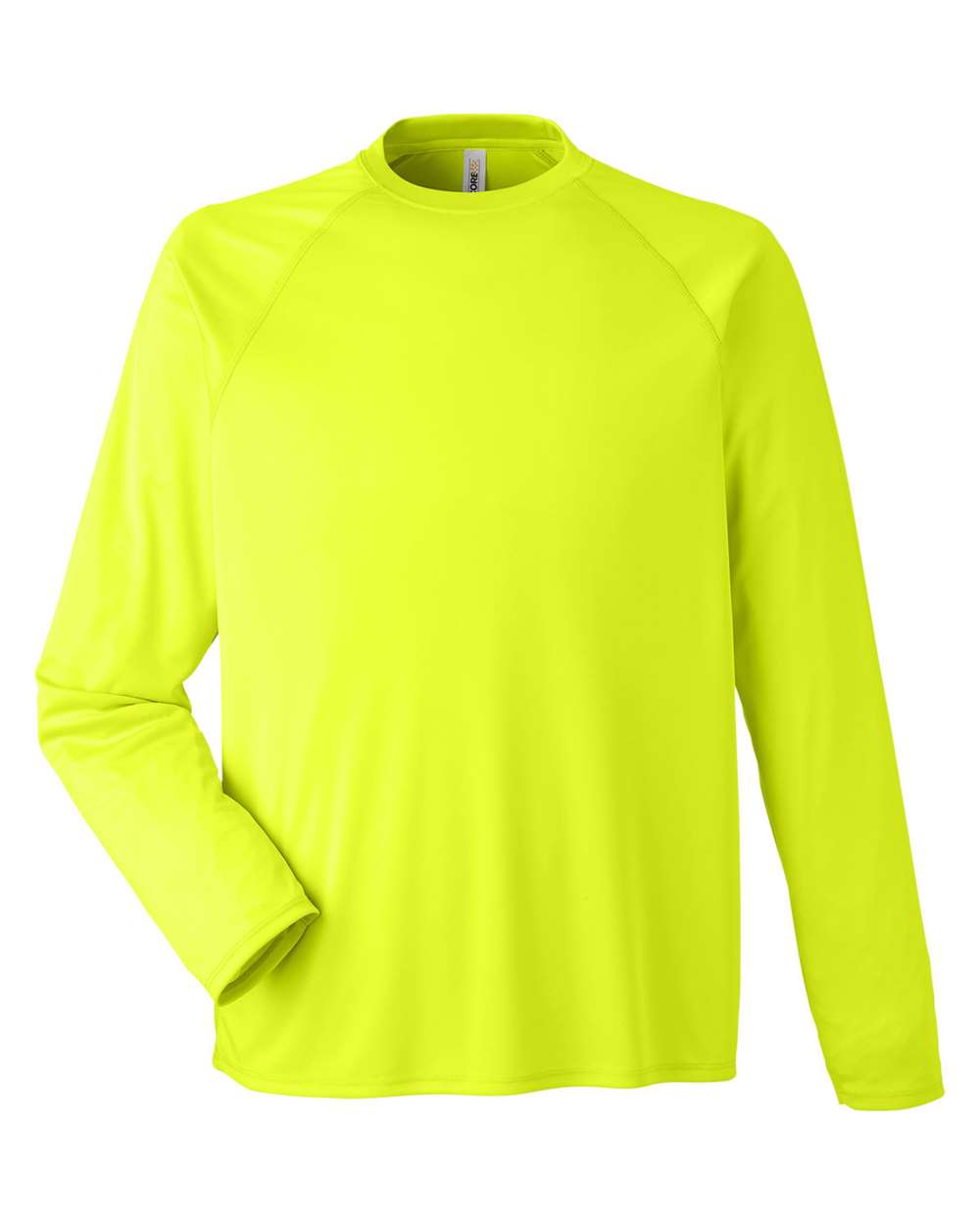CORE365 CE110 — Unisex Ultra UVP™ Marina Raglan Long Sleeve T-Shirt — Safety Yellow (flat)