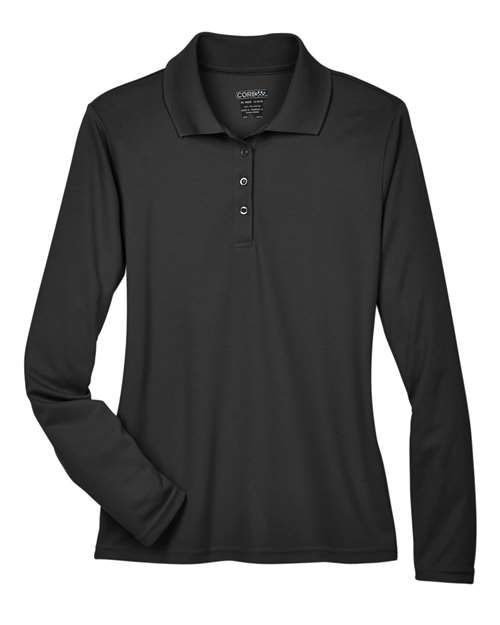 CORE365 78192 - Women's Pinnacle Performance Long Sleeve Pique Polo - Black