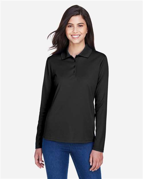 CORE365 78192 - Women's Pinnacle Performance Long Sleeve Pique Polo - Black