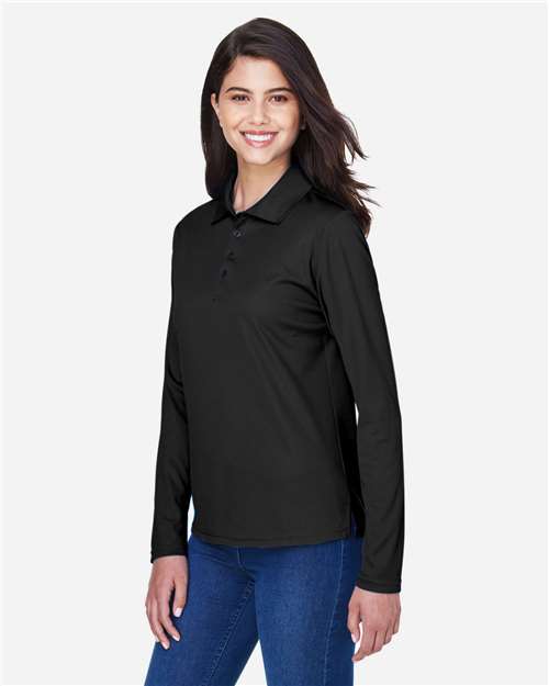 CORE365 78192 - Women's Pinnacle Performance Long Sleeve Pique Polo - Black