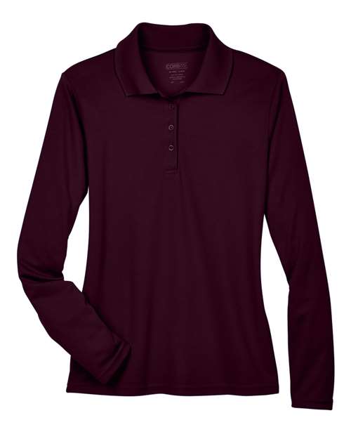 CORE365 78192 - Women's Pinnacle Performance Long Sleeve Pique Polo - Burgundy