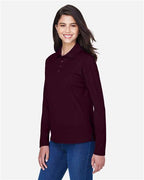 CORE365 78192 - Women's Pinnacle Performance Long Sleeve Pique Polo - Burgundy
