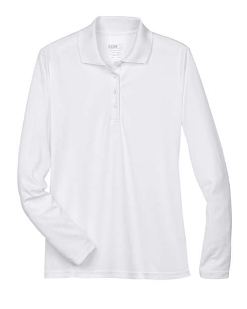 CORE365 78192 - Women's Pinnacle Performance Long Sleeve Pique Polo - White